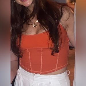 Urban Outfitters Orange corset like cotton cropped tank top